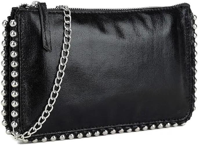 Girly HandBags Womens Faux Leather Studs Trim Clutch Bag