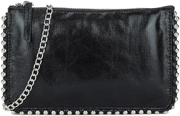 Girly HandBags Womens Faux Leather Studs Trim Clutch Bag