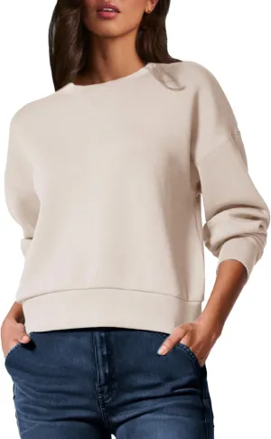 Glamaker Women's Crewneck Cropped Sweatshirt Pullover Stripe Air Essentials Basic Long Sleeve Shirts Casual Loose Fit Outfits
