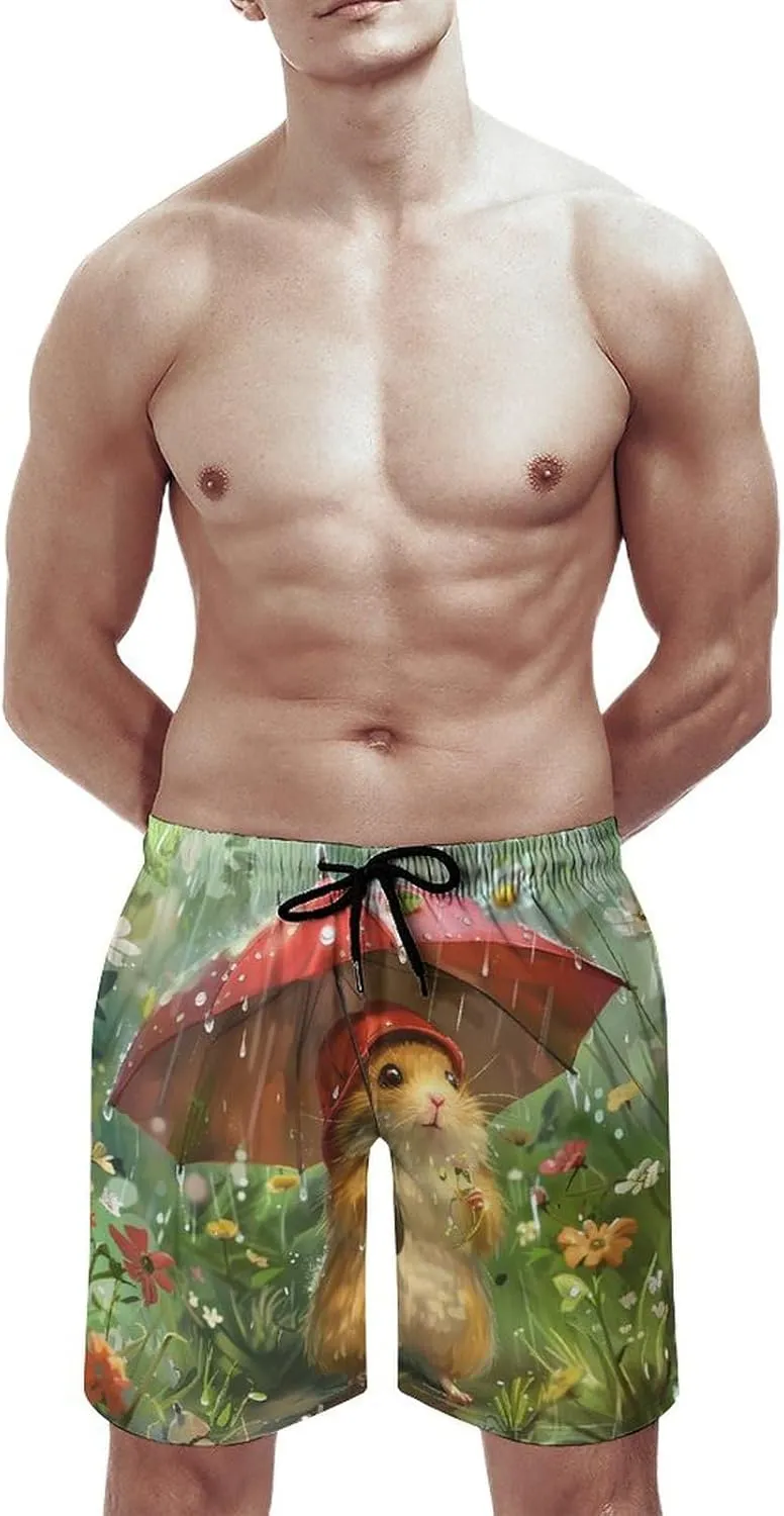 Hamsters Men's Swim Trunks Quick Dry Board Shorts Breathable Summer Beach Shorts Bathing Suits
