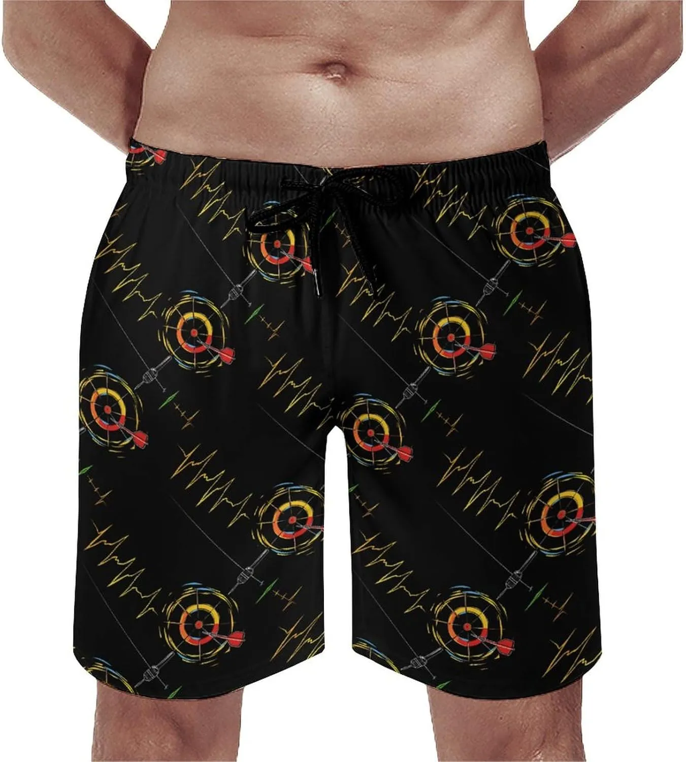 Heartbeat ECG Men's Swim Trunks Quick Dry Board Shorts Breathable Summer Beach Shorts Bathing Suits