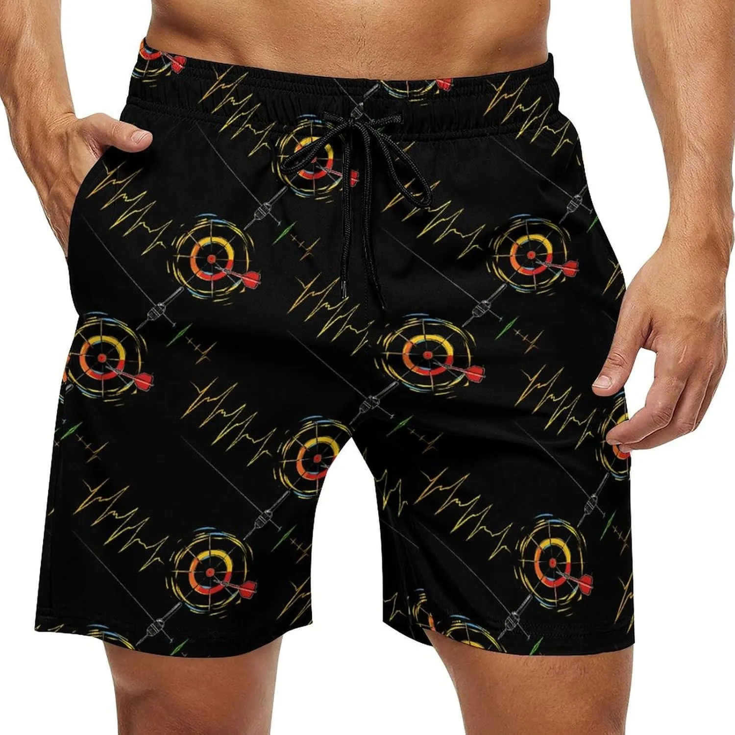 Heartbeat ECG Men's Swim Trunks Quick Dry Board Shorts Breathable Summer Beach Shorts Bathing Suits