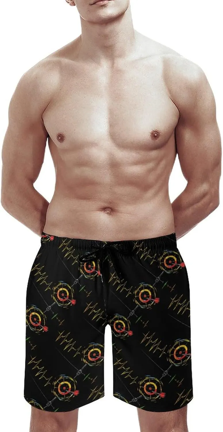 Heartbeat ECG Men's Swim Trunks Quick Dry Board Shorts Breathable Summer Beach Shorts Bathing Suits