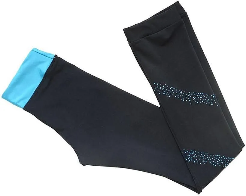 Ice Figure Skating Pants Girls Practice Over Boots Pants Thin Fleece Tights Trousers Rhinestones Child Skate Leggings