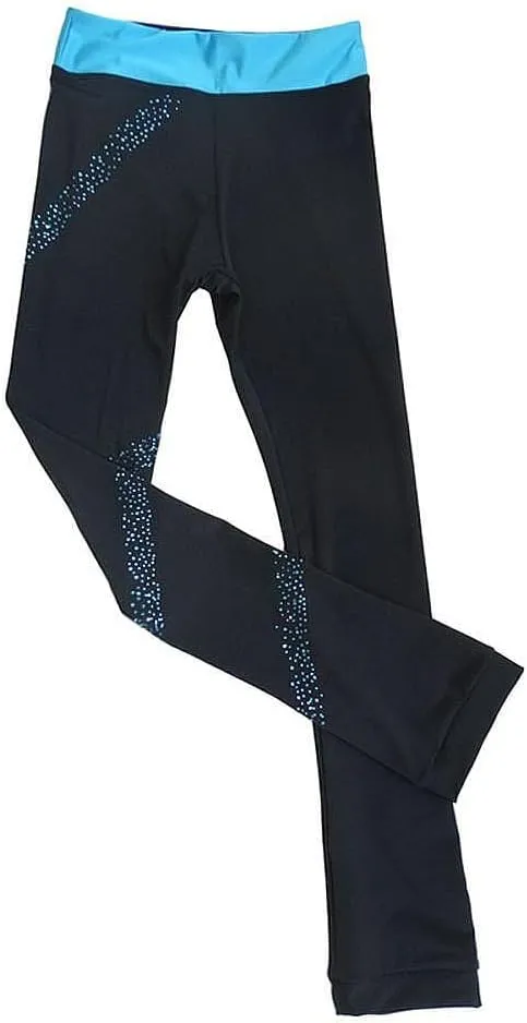 Ice Figure Skating Pants Girls Practice Over Boots Pants Thin Fleece Tights Trousers Rhinestones Child Skate Leggings