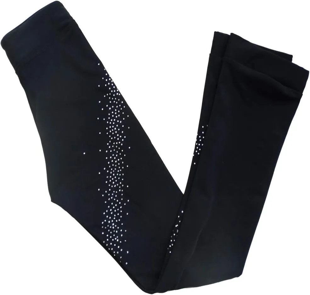 Ice Figure Skating Pants Girls Practice Over Boots Pants Thin Fleece Tights Trousers Rhinestones Child Skate Leggings