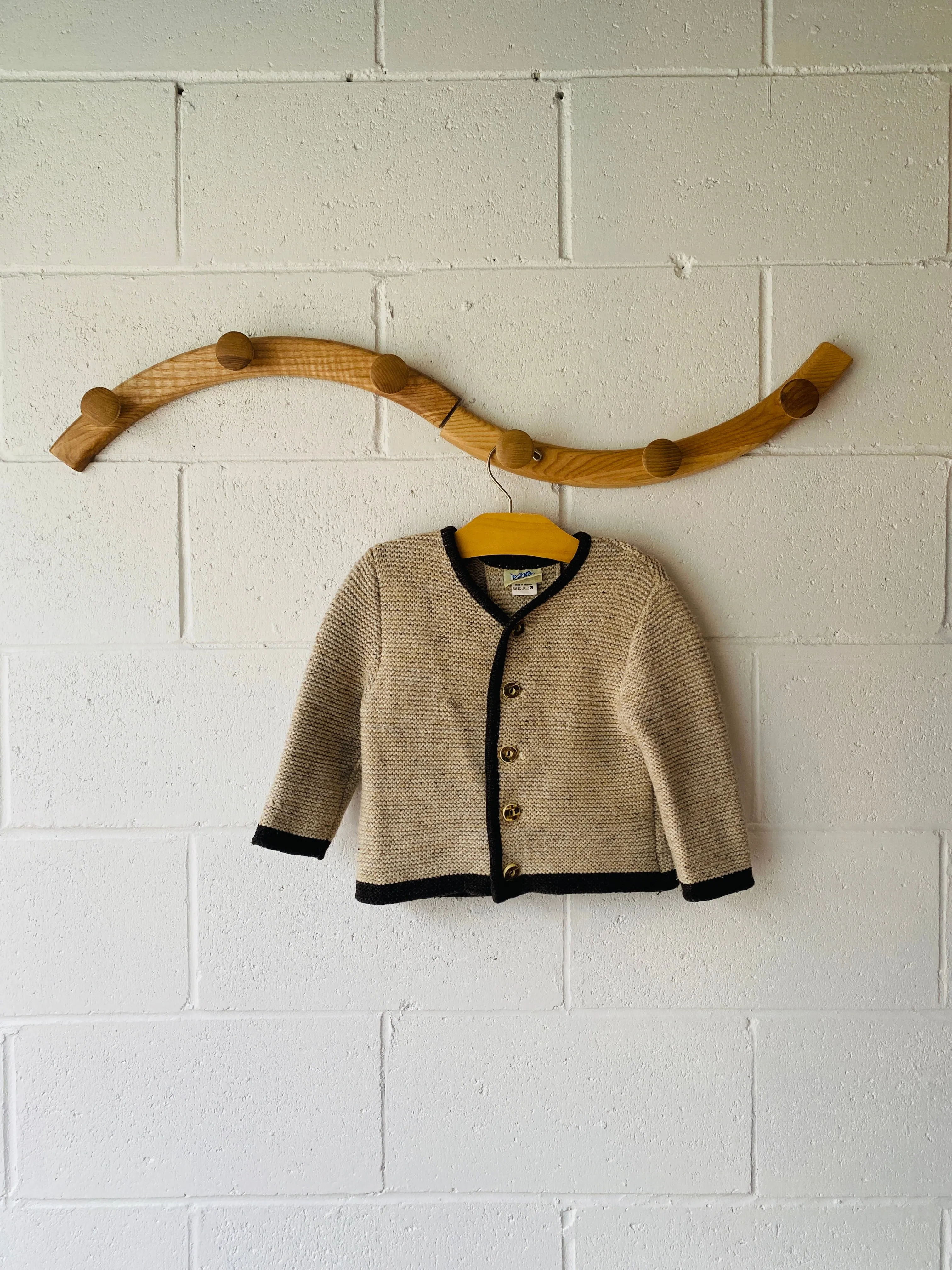 Isar-Trachten Oatmeal Wool Blend Cardigan, 3-4 years (98)