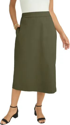 Jessica London Women's Plus Size Chino Faux Wrap Skirt