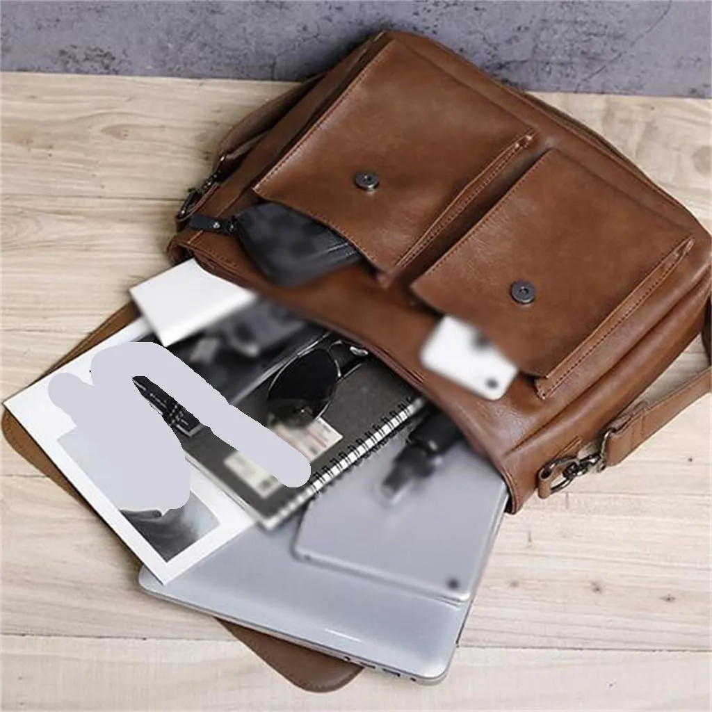 JSEIAJB Men Crossbody Designer Handbag Real Leather Briefcase Leather Shoulder Sling Bags