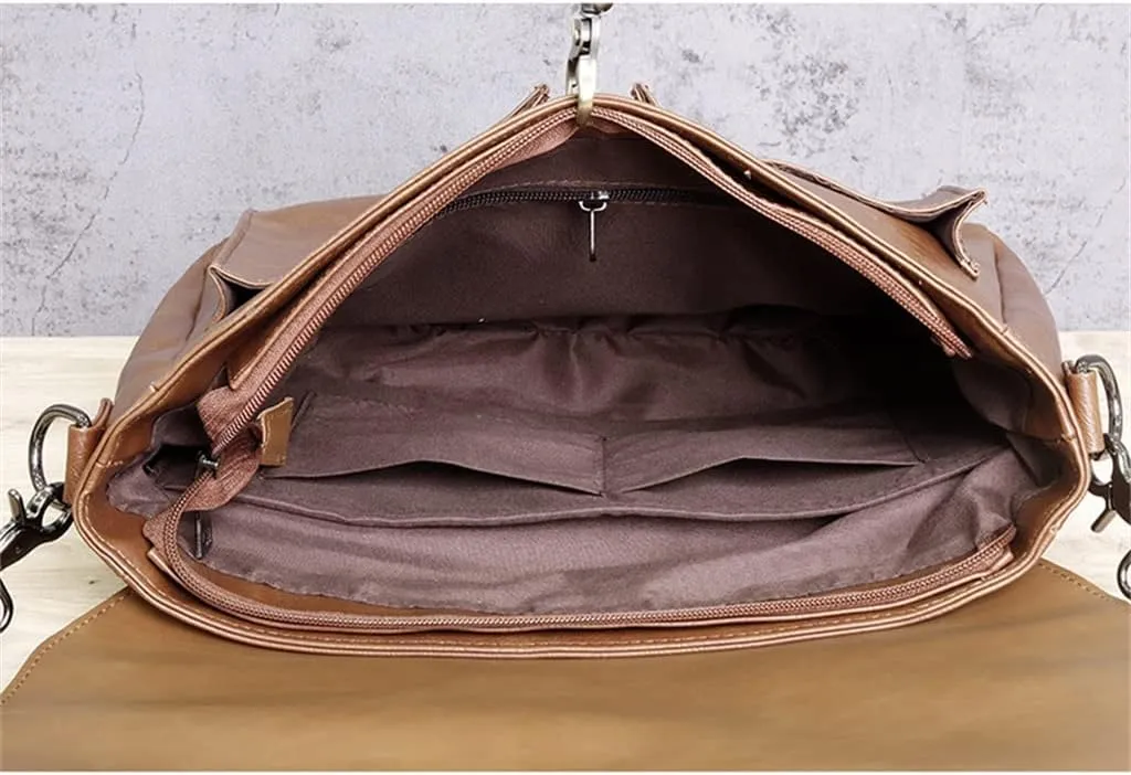 JSEIAJB Men Crossbody Designer Handbag Real Leather Briefcase Leather Shoulder Sling Bags
