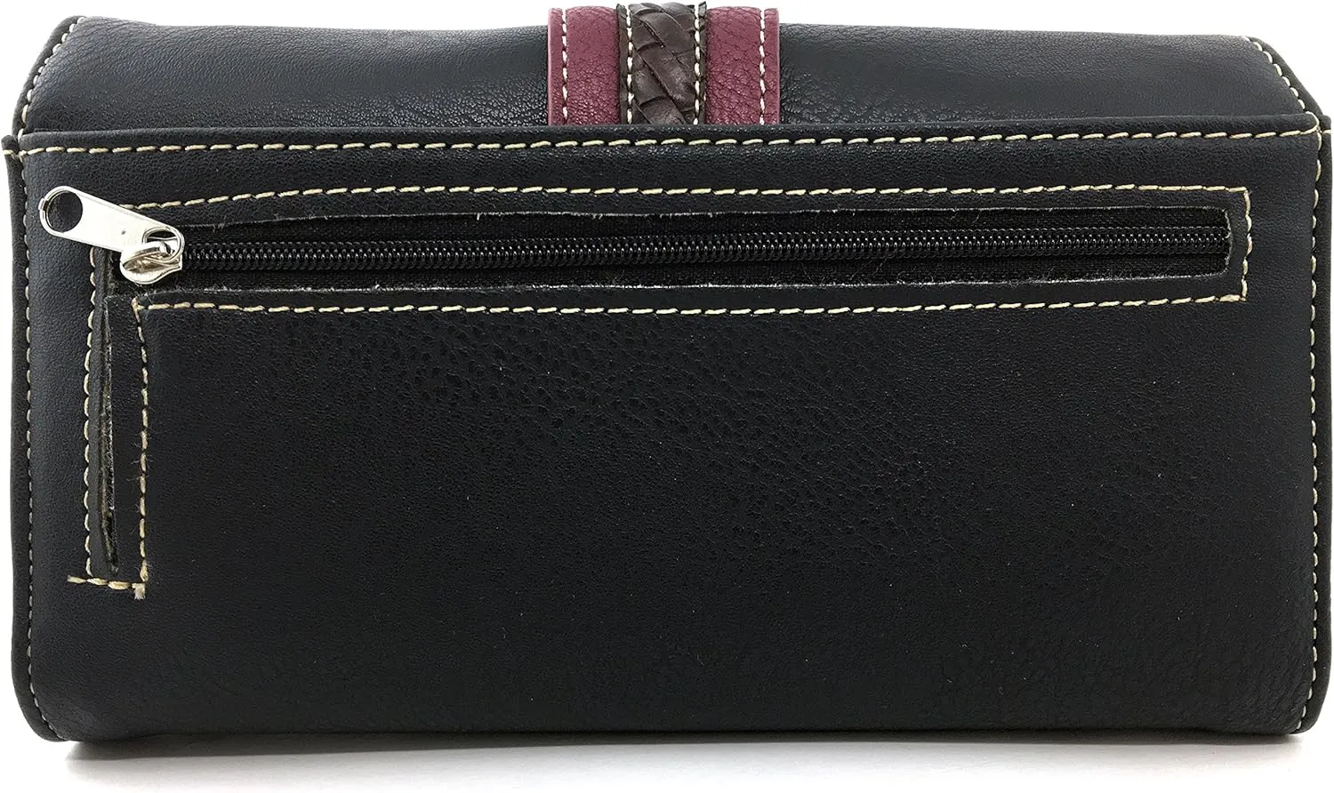 Just In West Embroidery Floral Rose Stud Buckle Wristlet Trifold Wallet Attachable Long Strap
