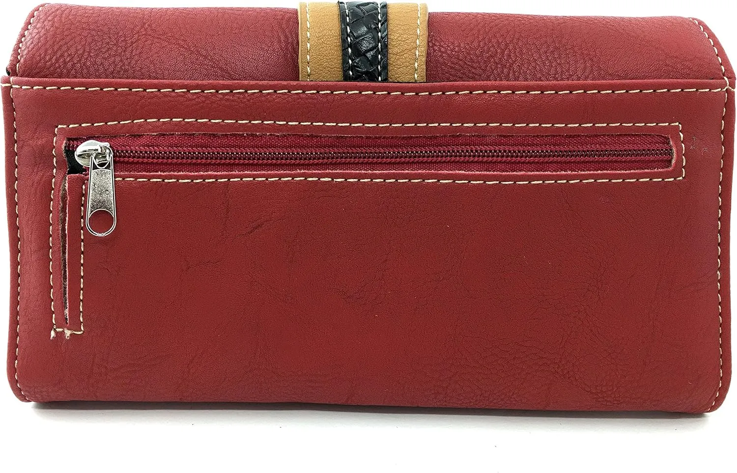 Just In West Embroidery Floral Rose Stud Buckle Wristlet Trifold Wallet Attachable Long Strap