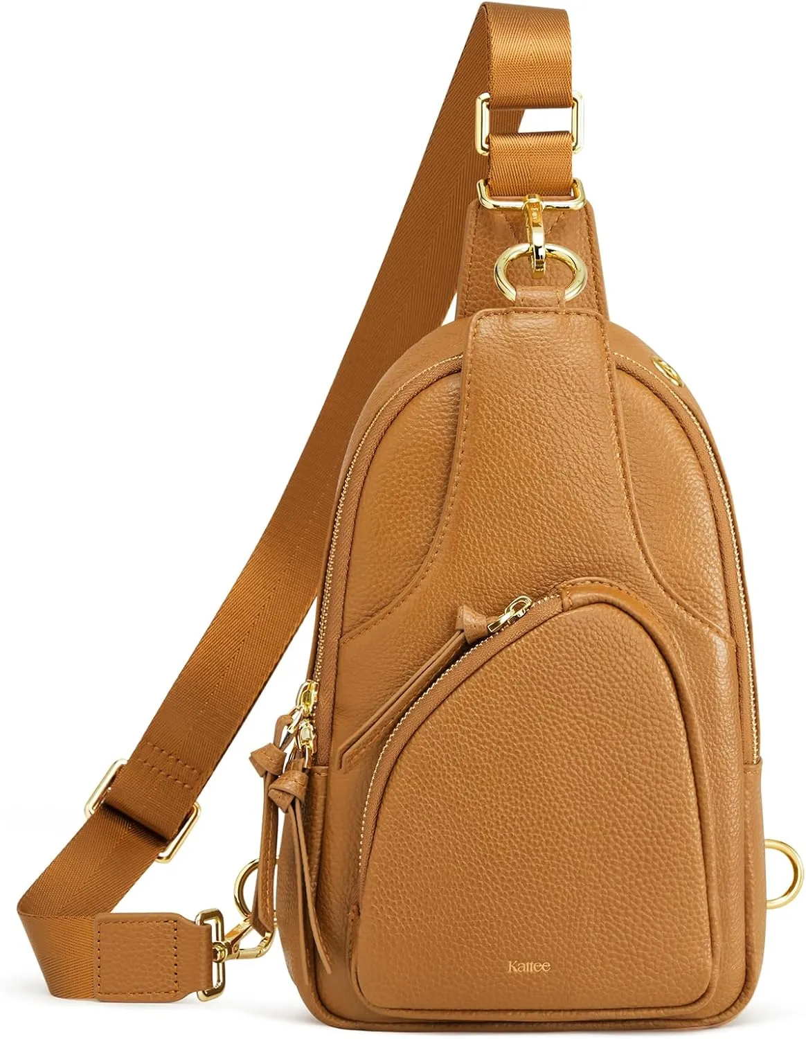 Kattee Sling Bag for Women, Leather Fanny Packs Crossbody Purse, Small Chest Bag with RFID Blocking, Brown