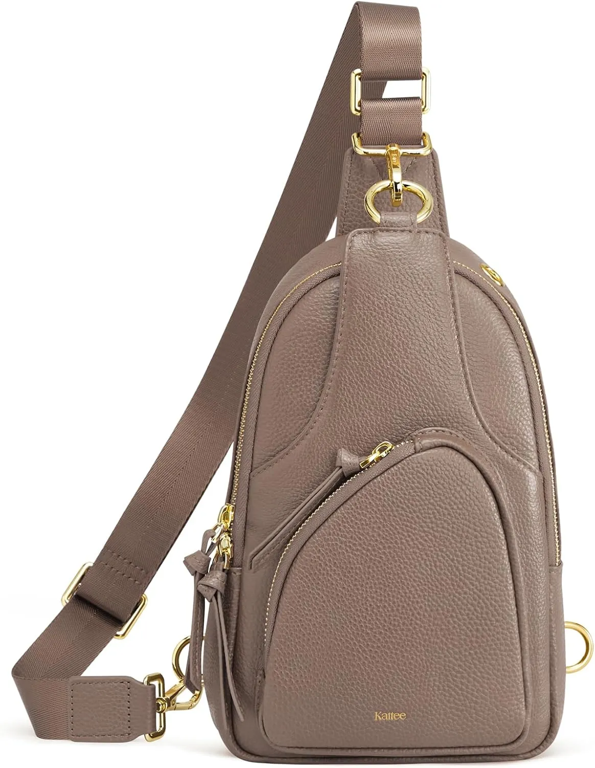 Kattee Sling Bag for Women, Leather Fanny Packs Crossbody Purse, Small Chest Bag with RFID Blocking, Khaki