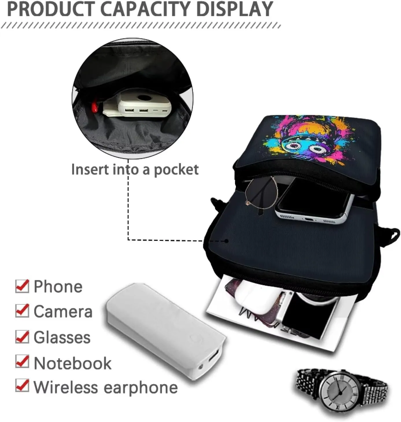Kids Girls Boys 2 Layer Crossbody Shoulder Bag Messenger Sling Bags Purse Wallet Holder