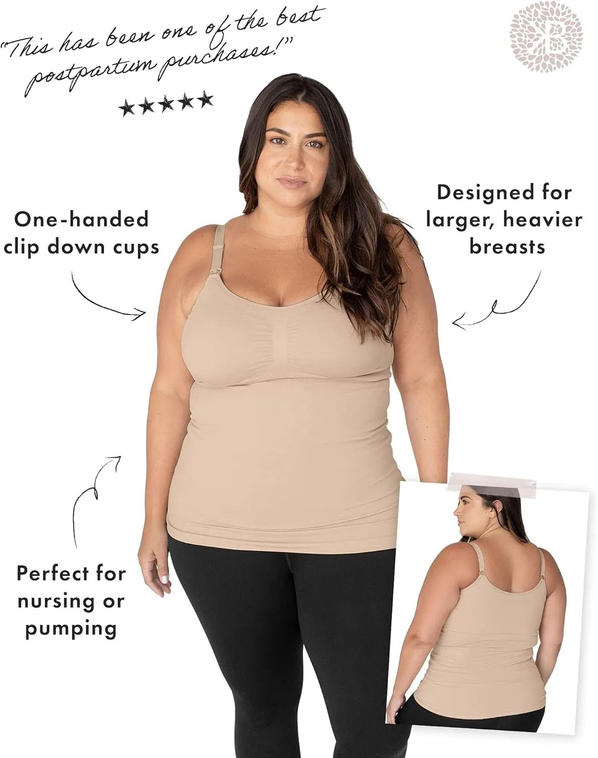 Kindred Bravely Sublime Pumping & Nursing Tank Tops, Hands Free, Adjustable Pumping Bra with Easy Clip for All Breast Pumps
