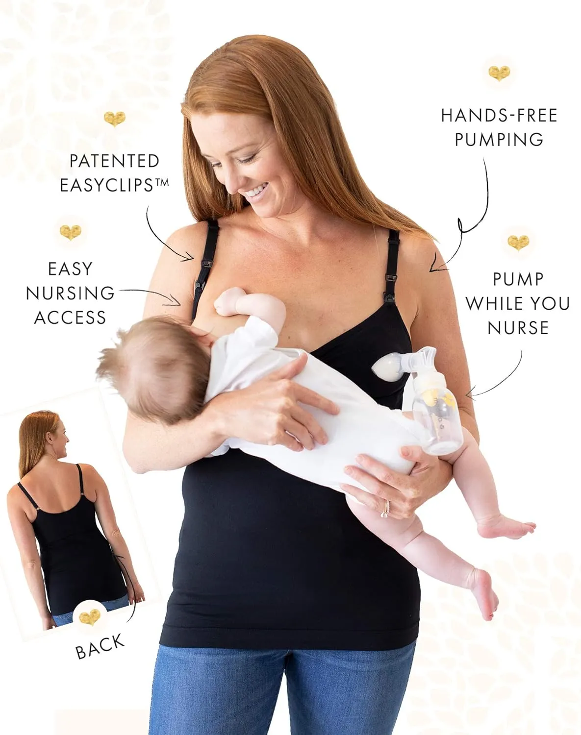 Kindred Bravely Sublime Pumping & Nursing Tank Tops, Hands Free, Adjustable Pumping Bra with Easy Clip for All Breast Pumps