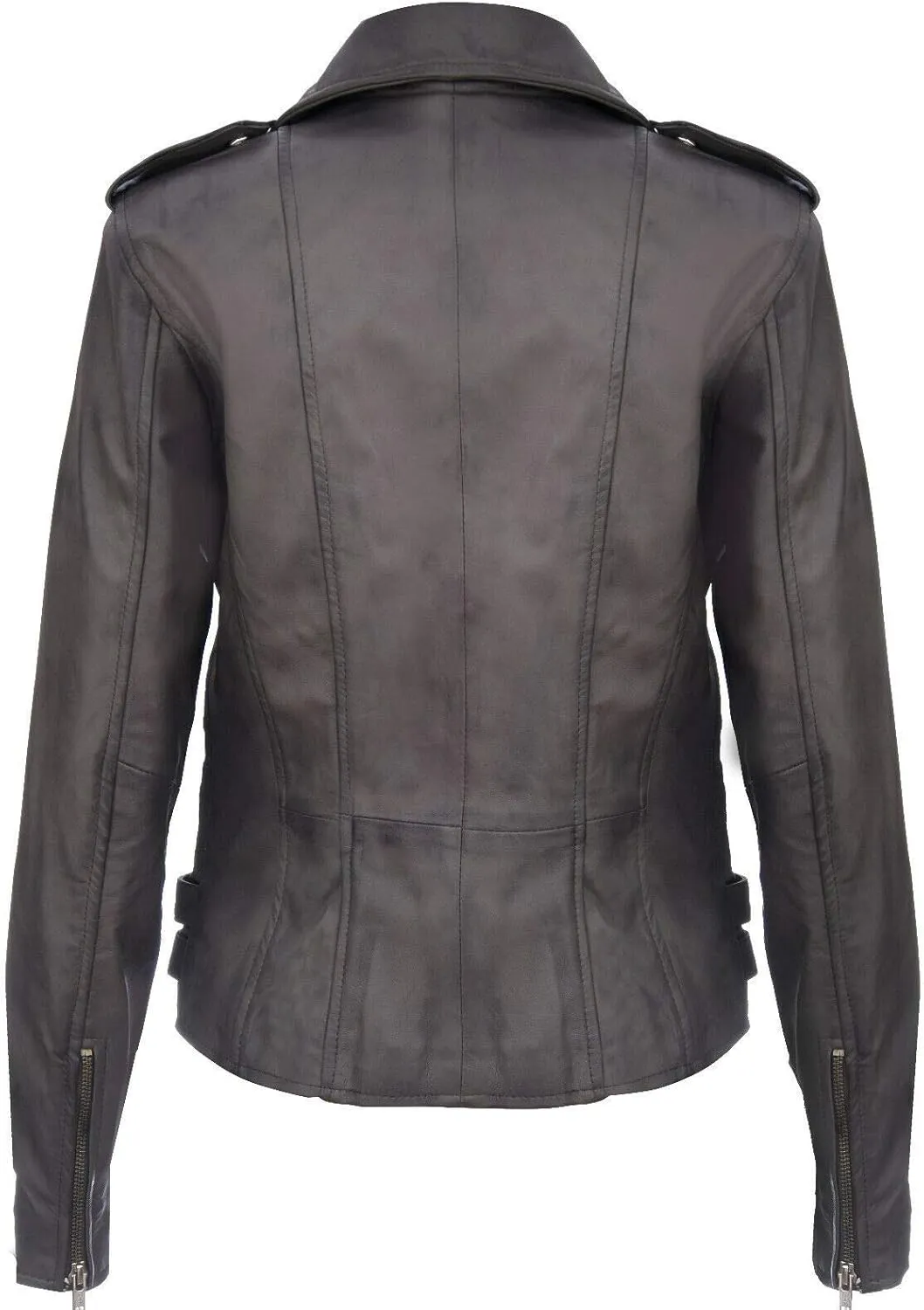 Ladies Retro 100% Nappa Leather Biker Jacket