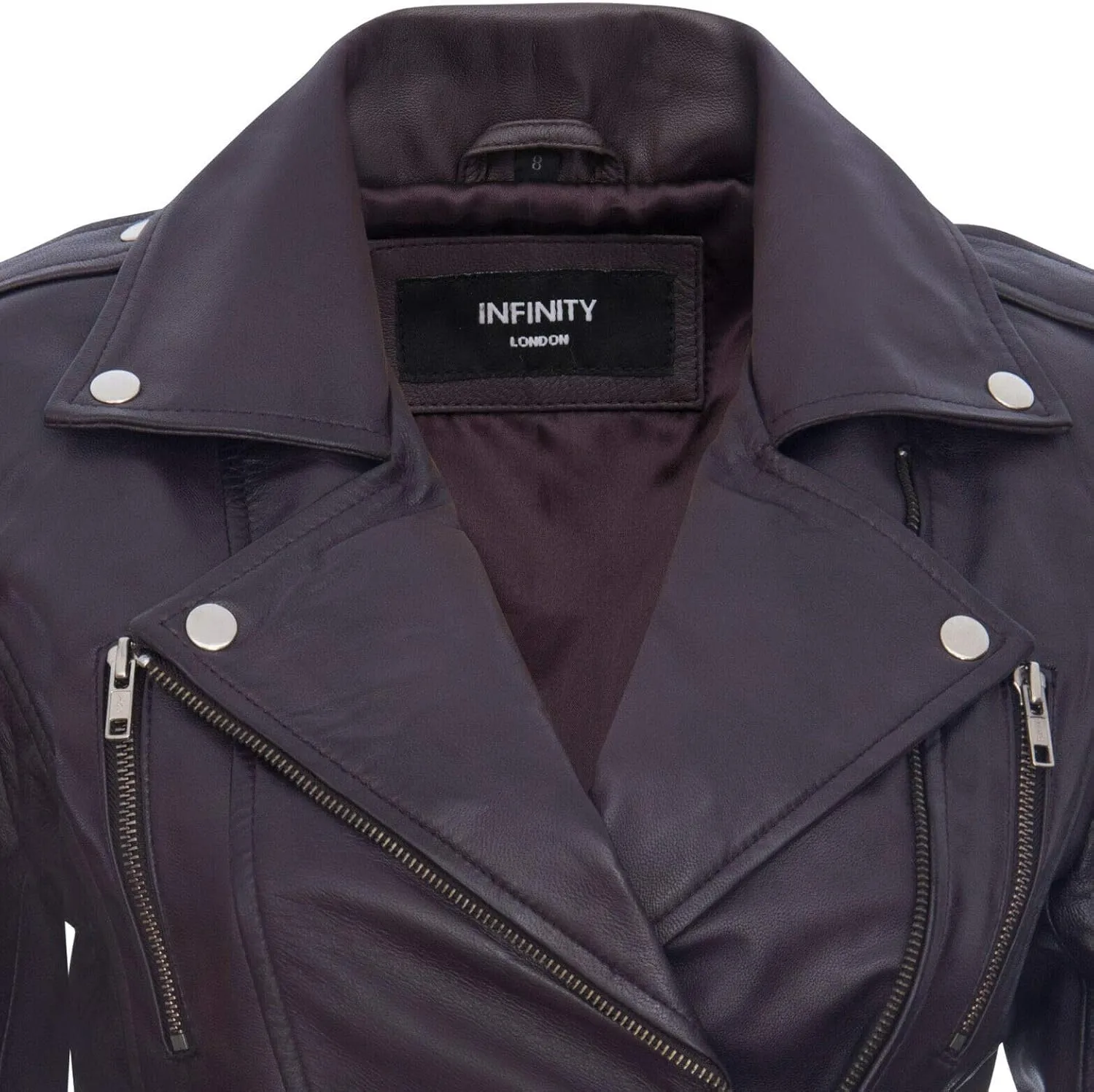 Ladies Retro 100% Nappa Leather Biker Jacket