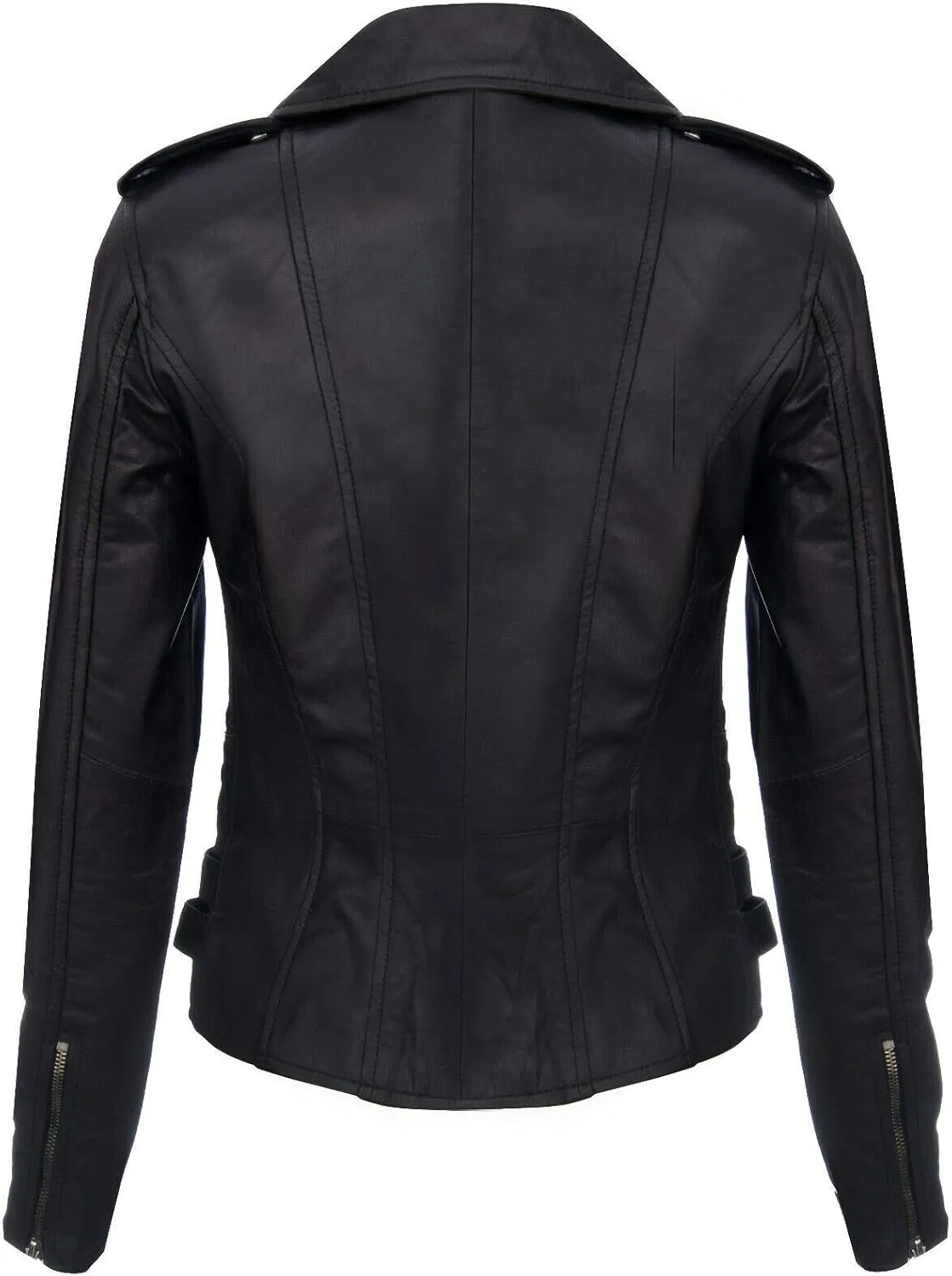 Ladies Retro 100% Nappa Leather Biker Jacket