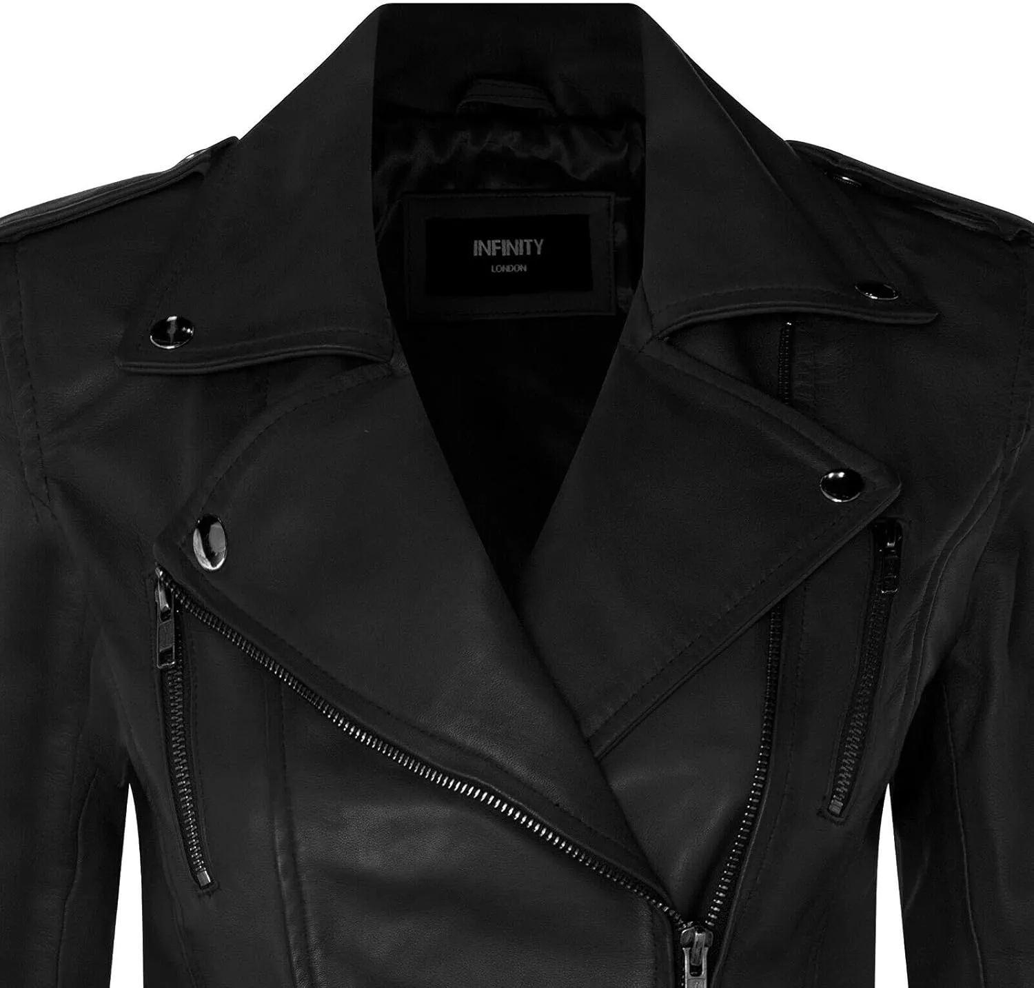 Ladies Retro 100% Nappa Leather Biker Jacket