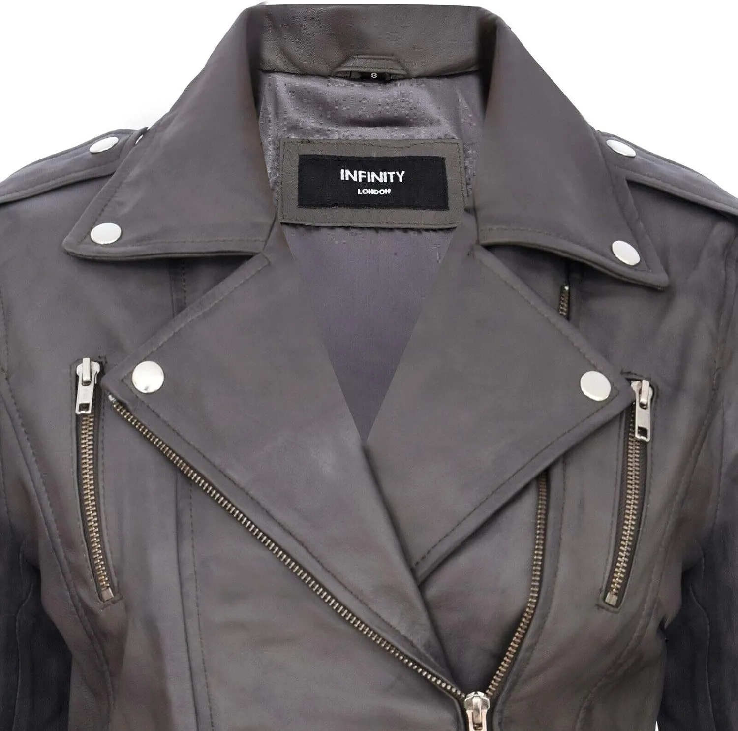 Ladies Retro 100% Nappa Leather Biker Jacket