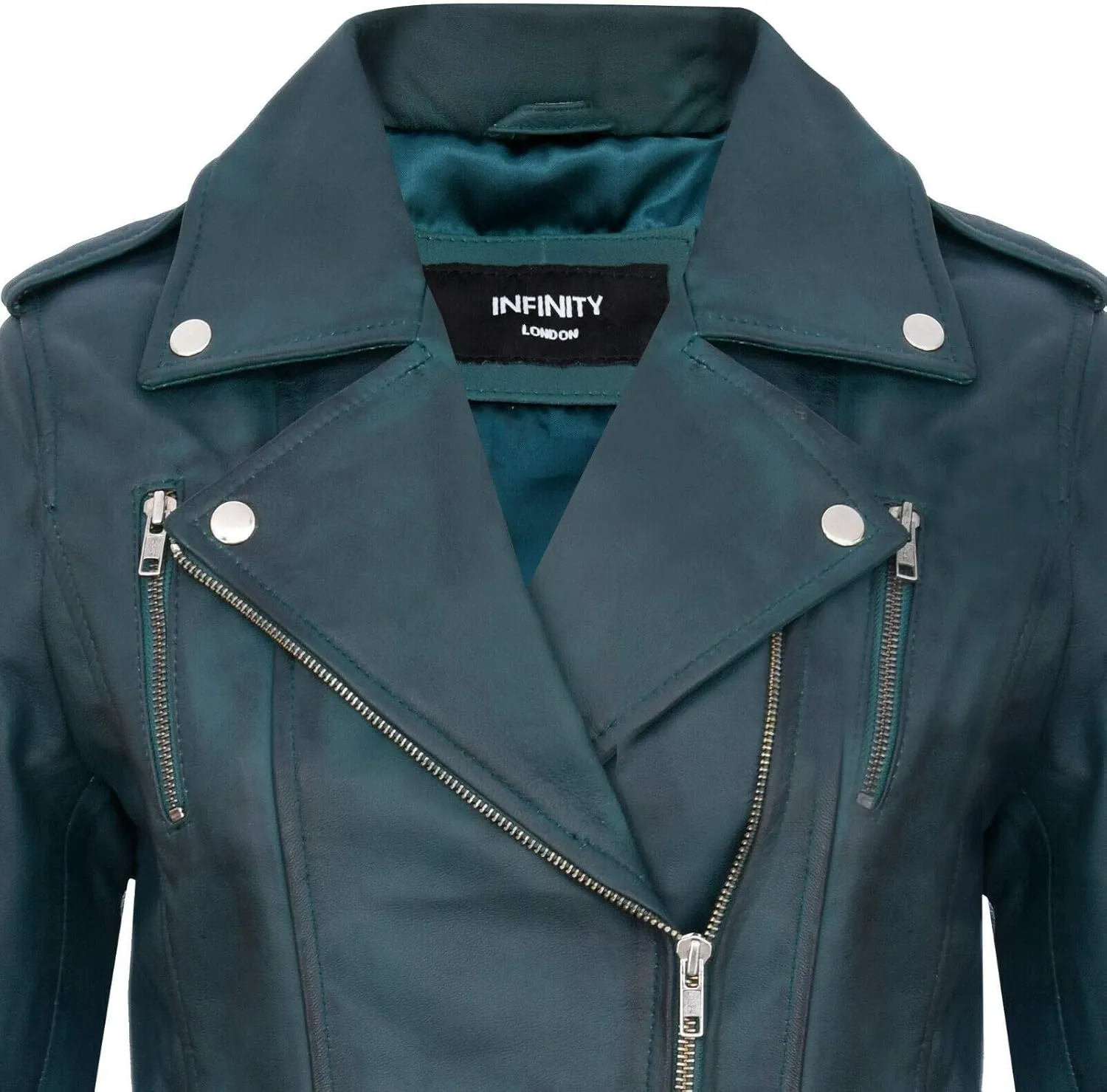Ladies Retro 100% Nappa Leather Biker Jacket