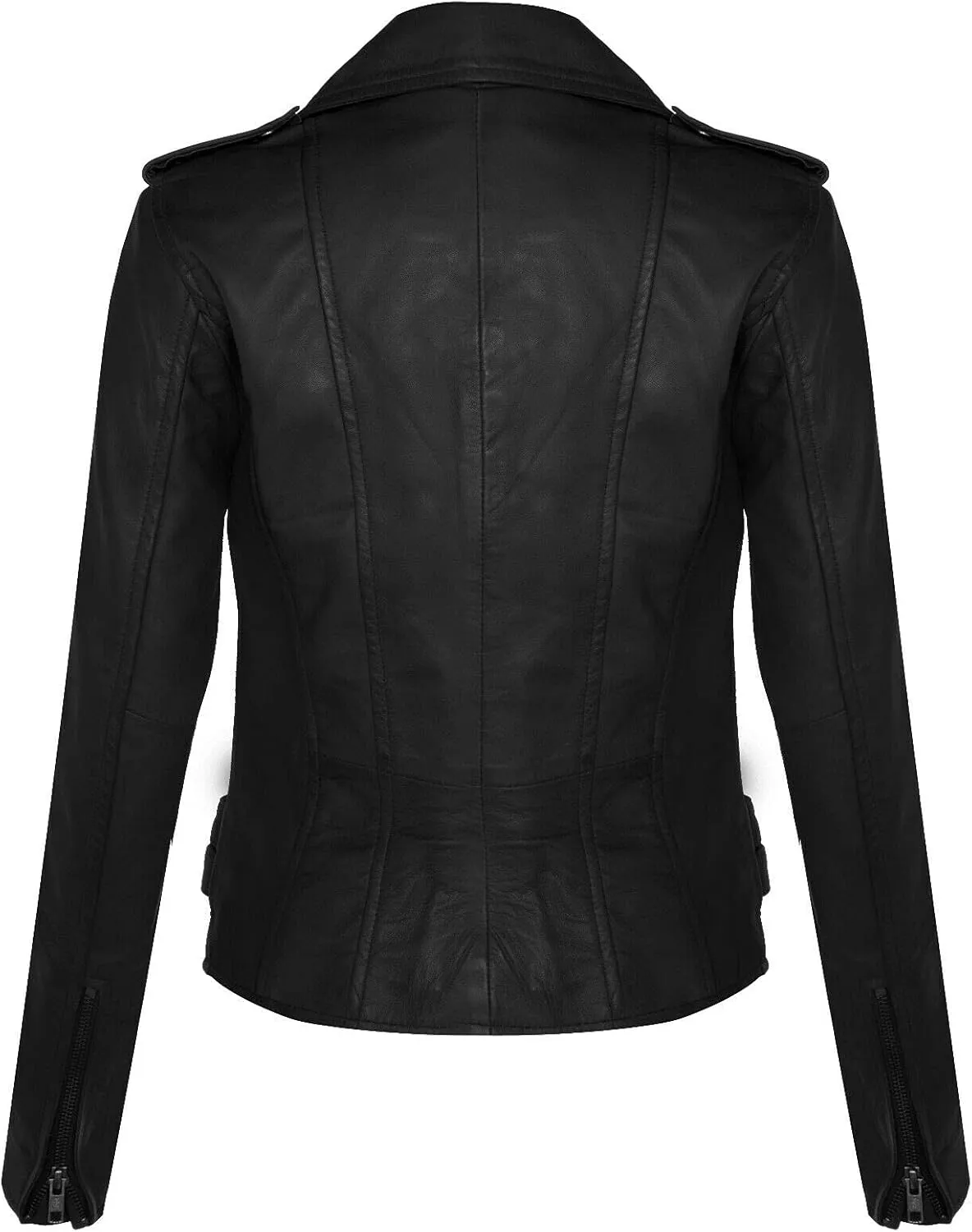 Ladies Retro 100% Nappa Leather Biker Jacket