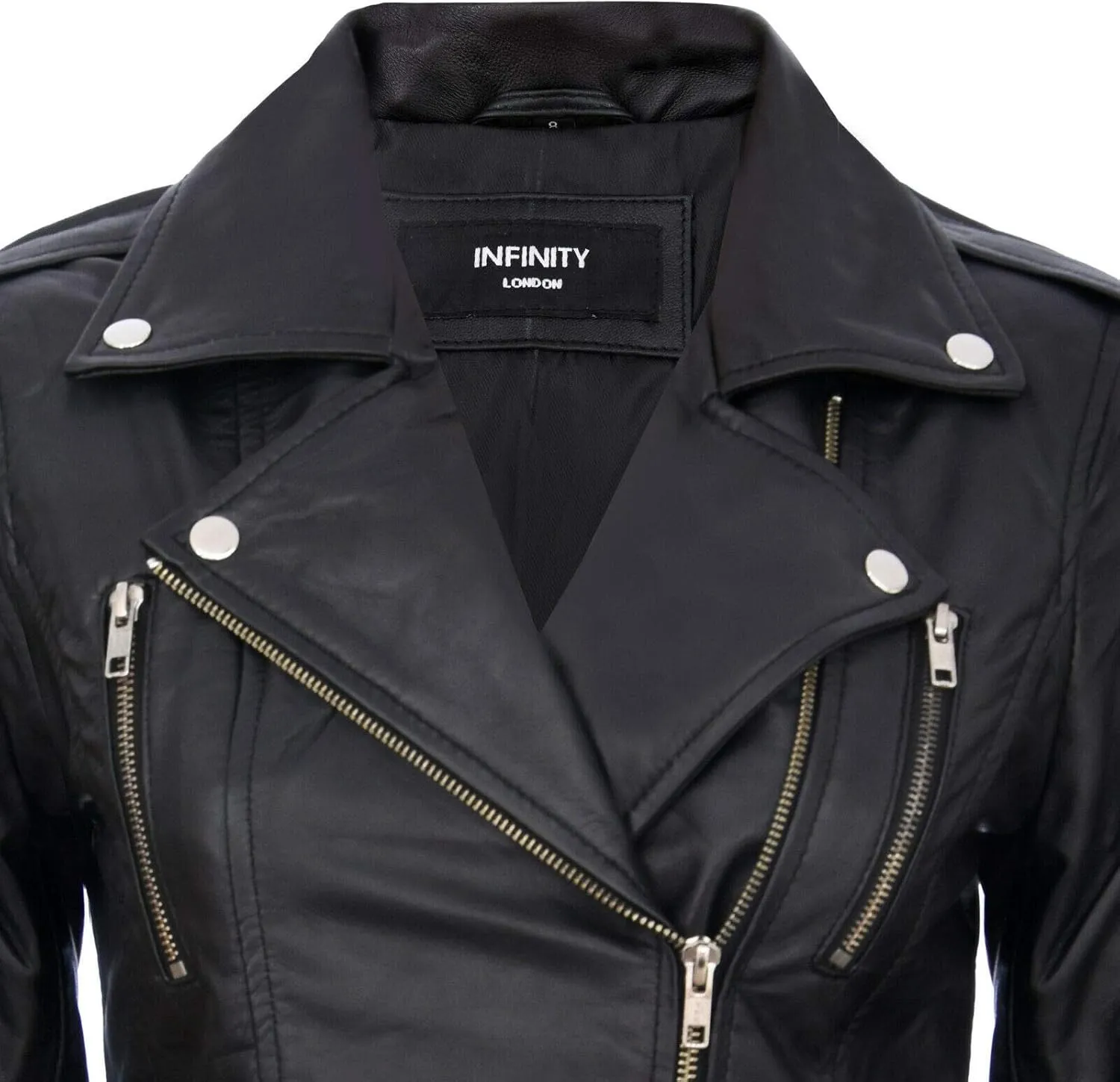 Ladies Retro 100% Nappa Leather Biker Jacket