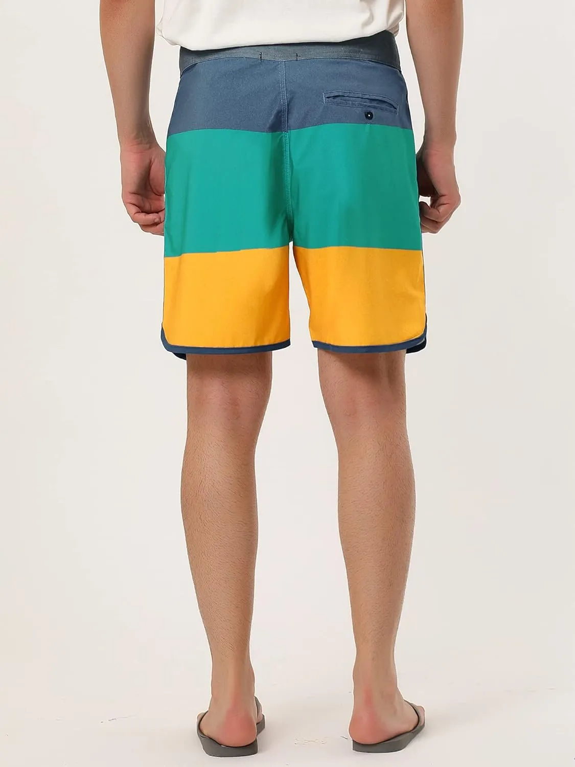 Lars Amadeus Men's Striped Beach Shorts Color Block Swimming Drawstring Board Surfing Shorts