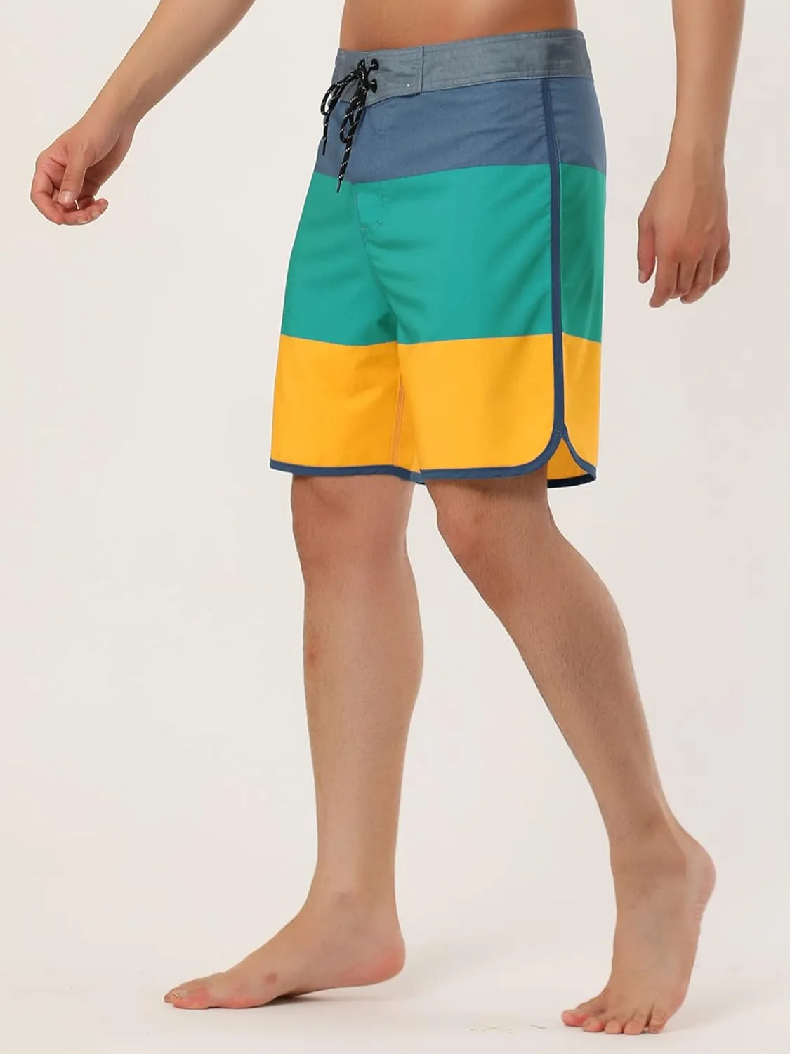 Lars Amadeus Men's Striped Beach Shorts Color Block Swimming Drawstring Board Surfing Shorts
