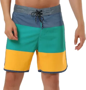 Lars Amadeus Men's Striped Beach Shorts Color Block Swimming Drawstring Board Surfing Shorts