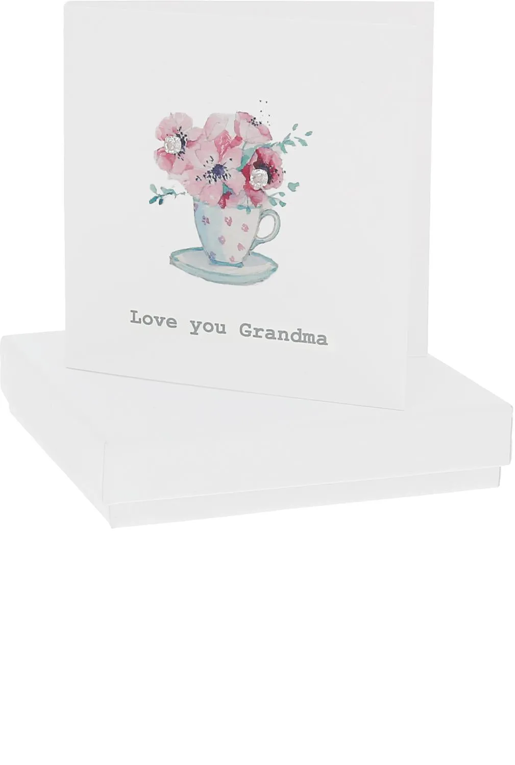 Love You Grandma - 4mm Sterling Silver Cubic Zirconia Stud Earrings