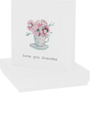 Love You Grandma - 4mm Sterling Silver Cubic Zirconia Stud Earrings