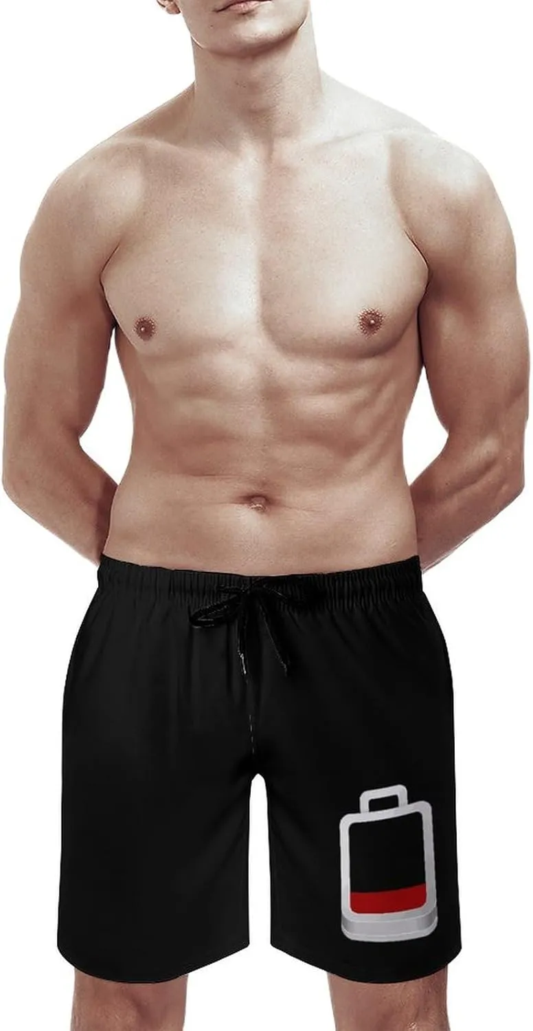 Low Battery Men's Swim Trunks Quick Dry Board Shorts Breathable Summer Beach Shorts Bathing Suits