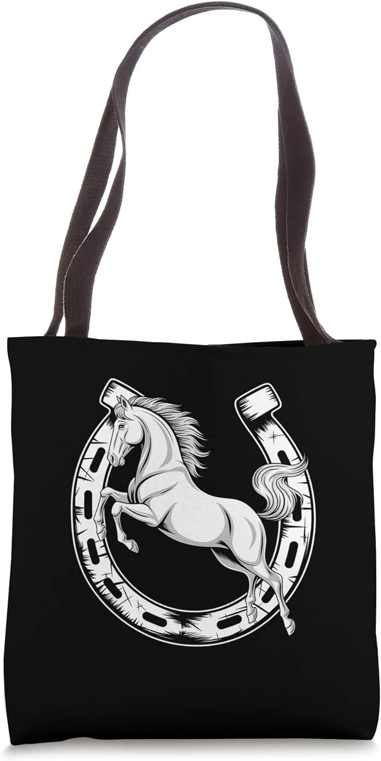 Lucky Horseshoe & Horse  Horse Girl Charm Tote Bag