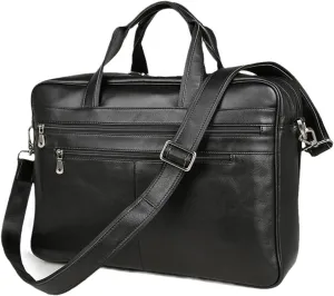 Men Black Coffee Genuine Leather Business Travel Bag 14'' 15.6'' Laptop Briefcase Portfolio Messenger Bags