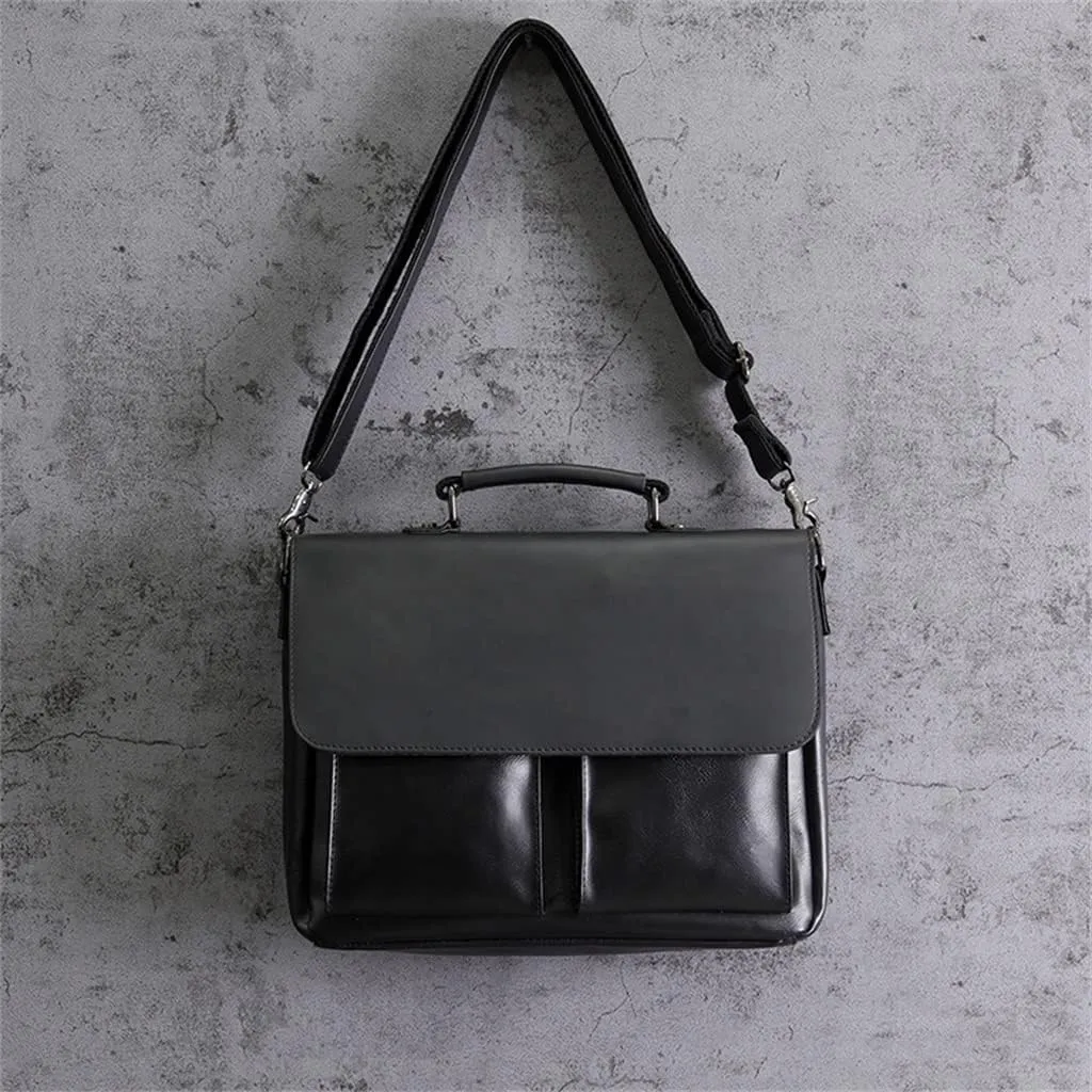 Men Crossbody Designer Handbag Real Leather Briefcase Leather Shoulder Sling Bags(E)