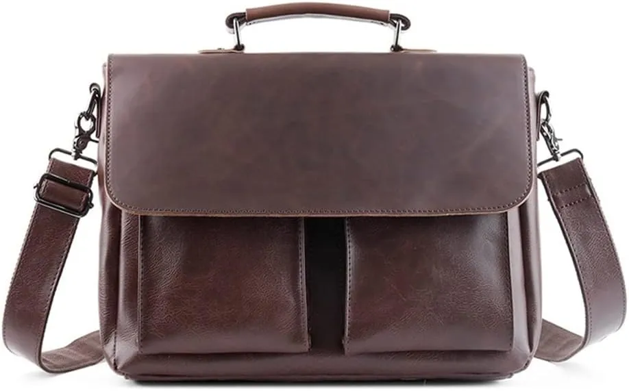 Men Crossbody Designer Handbag Real Leather Briefcase Leather Shoulder Sling Bags(E)