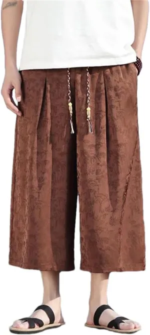 Men Harem Pants Vintage Wide Leg Trousers Male Harajuku Style Hip Hop Men Calf-Length Pants Baggy
