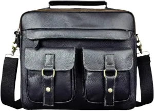 Men Real Leather Antique Coffee Briefcase Business 13" Laptop Cases Attache Messenger Bags