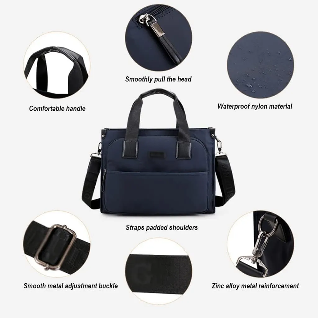 Men Waterproof Nylon Briefcase Convertible 14 Inch Messenger Bags Handbag Multifunction Business Shoulder Bag