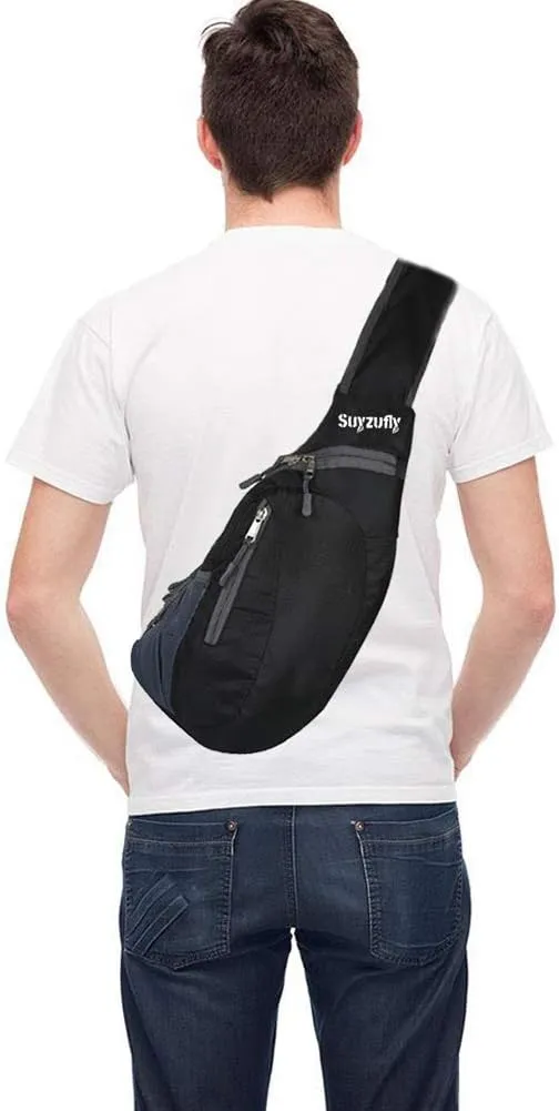 Men Women Foldable Sling Bags Shoulder Chest Backpack Crossbody Daypack for Cycling Walking Hiking