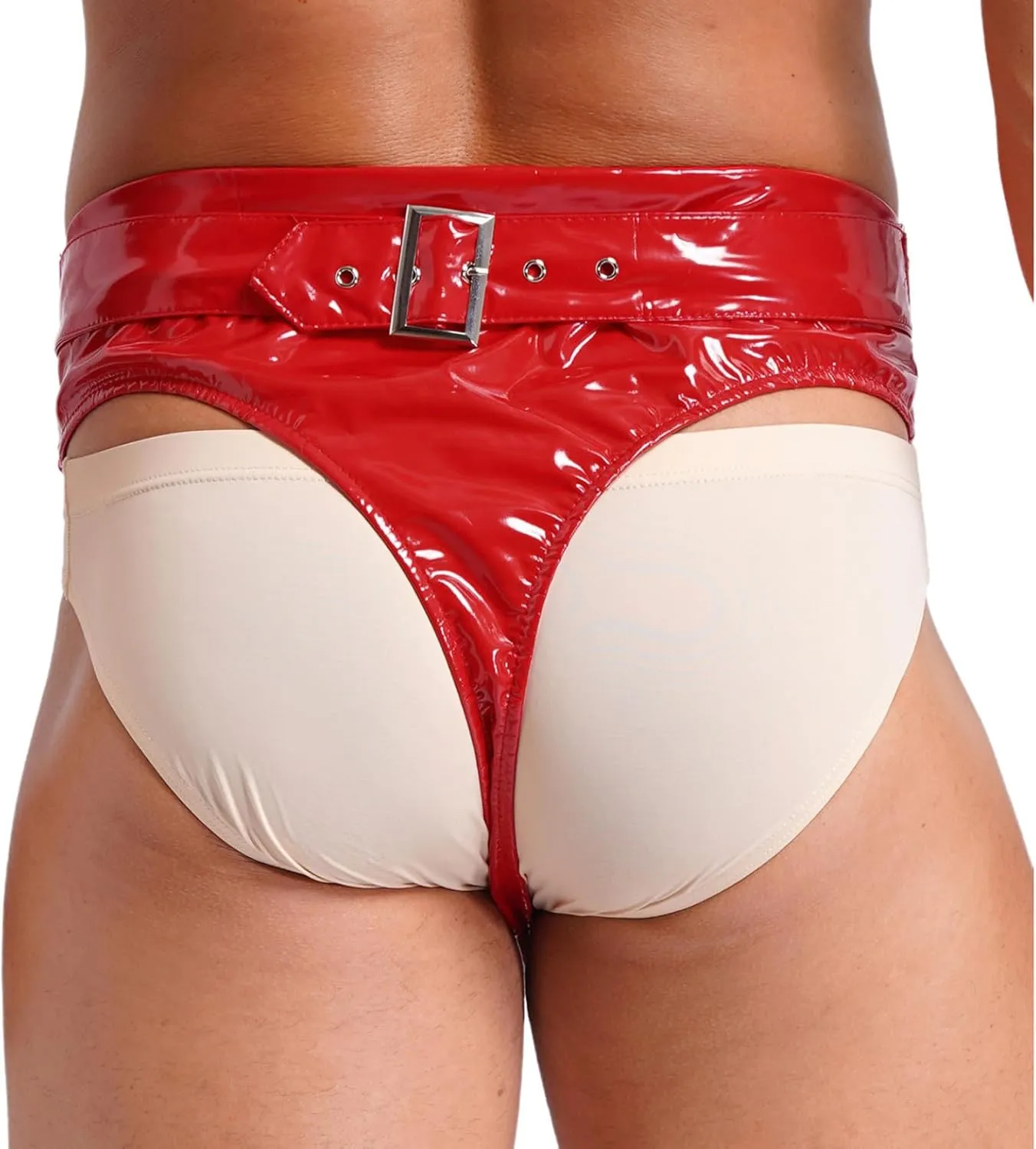 Men's Bikini Briefs Shiny Metallic Bulge Pouch Panties Underwear High Waist Swim Trunks