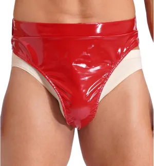 Men's Bikini Briefs Shiny Metallic Bulge Pouch Panties Underwear High Waist Swim Trunks