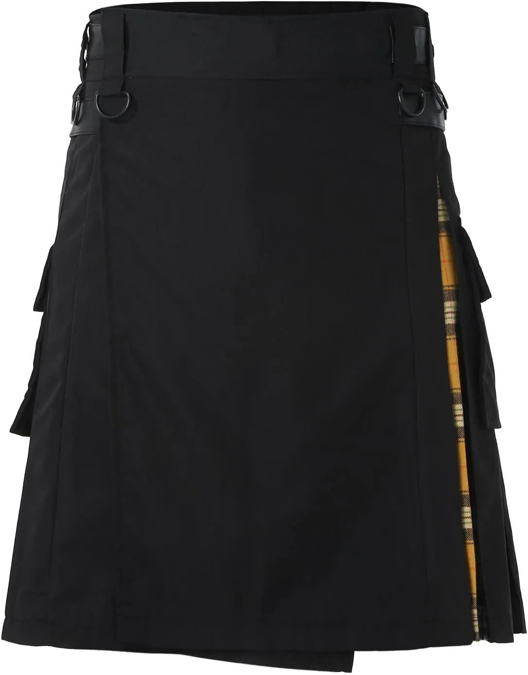 Mens Kilts Shorts Scottish Utility Pleated Plaid Skirts Modern Jeans Tartan Hybrid Kilt Vintage Gothic Kendo Costume