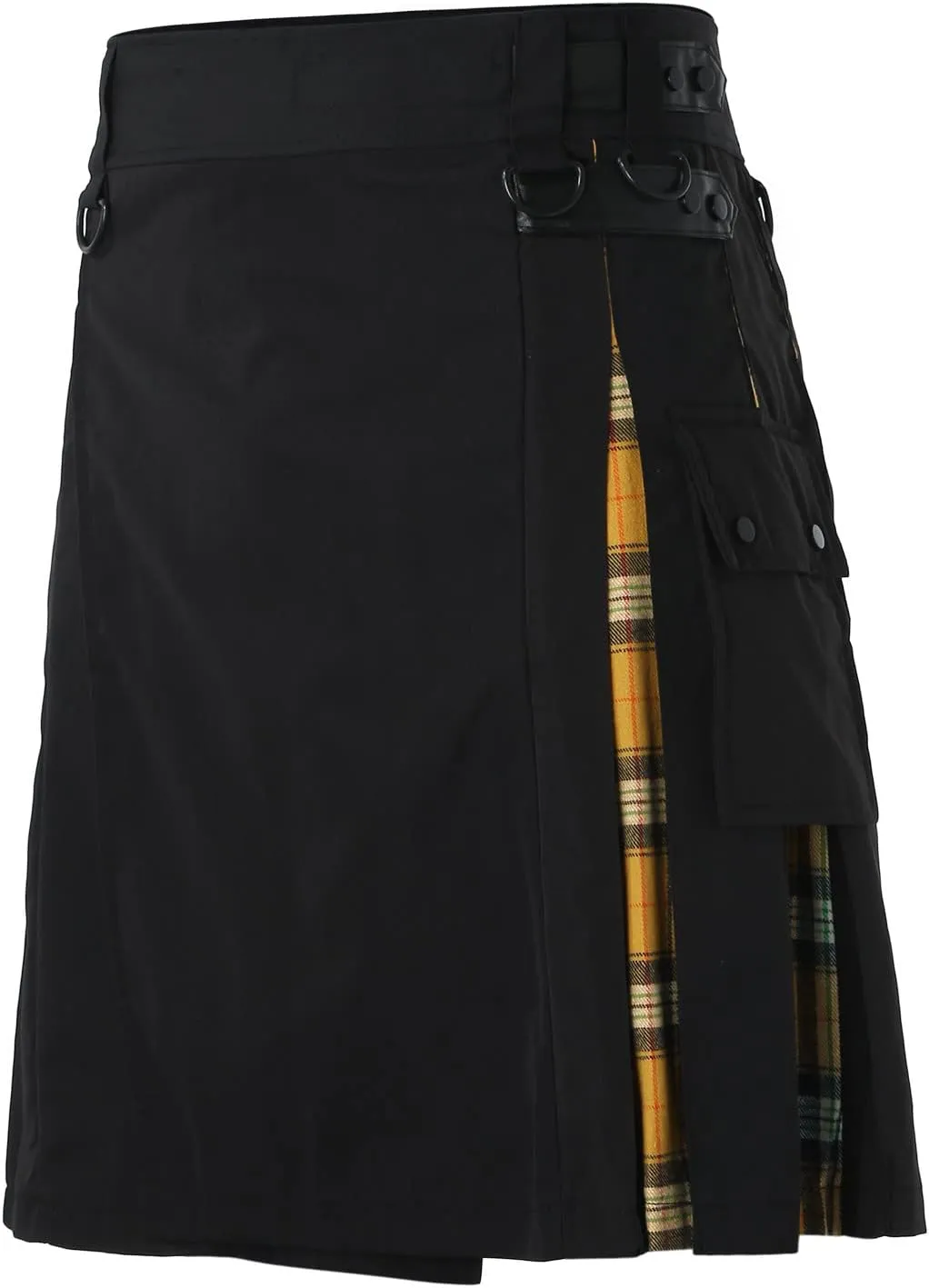 Mens Kilts Shorts Scottish Utility Pleated Plaid Skirts Modern Jeans Tartan Hybrid Kilt Vintage Gothic Kendo Costume