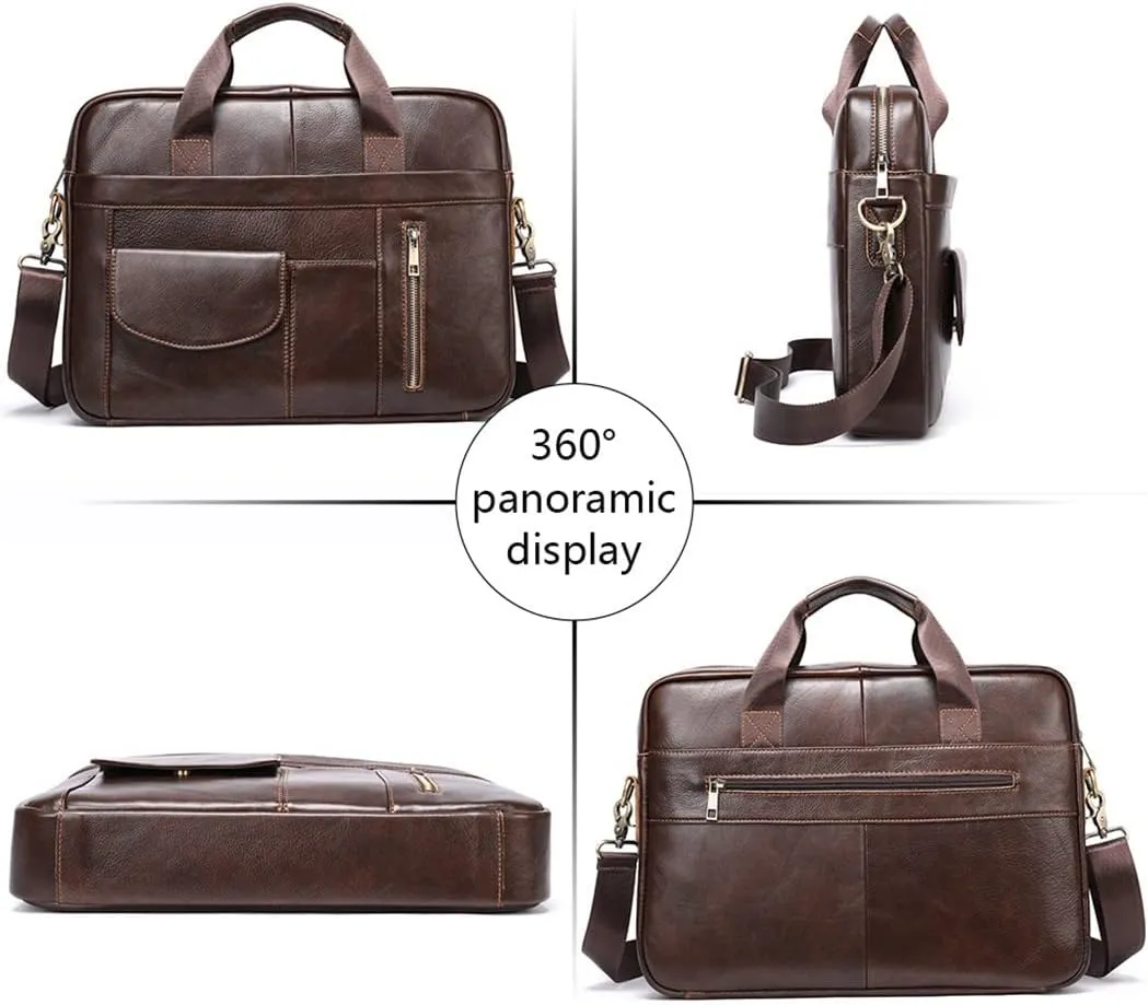 Men's Leather Leather Laptop Bag For Document Briefcase Teens Zip Business Tote Messenger Bags