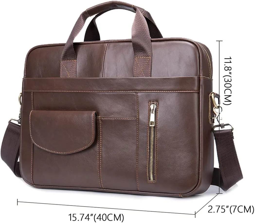 Men's Leather Leather Laptop Bag For Document Briefcase Teens Zip Business Tote Messenger Bags