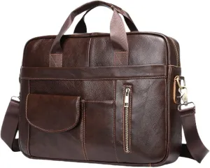 Men's Leather Leather Laptop Bag For Document Briefcase Teens Zip Business Tote Messenger Bags